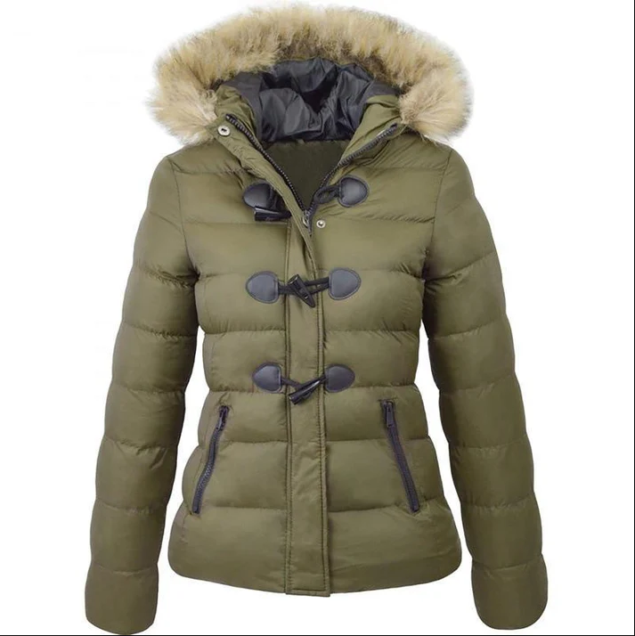 Street-wave Womens Retro Puffer Jacket With Faux Fur Trim Hood - Warm Quilted Coat