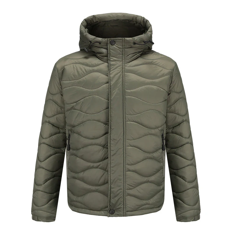 Street-Wave Hooded Windproof Lightweight Puffer Jacket For Men With Insulation And Rain Shield