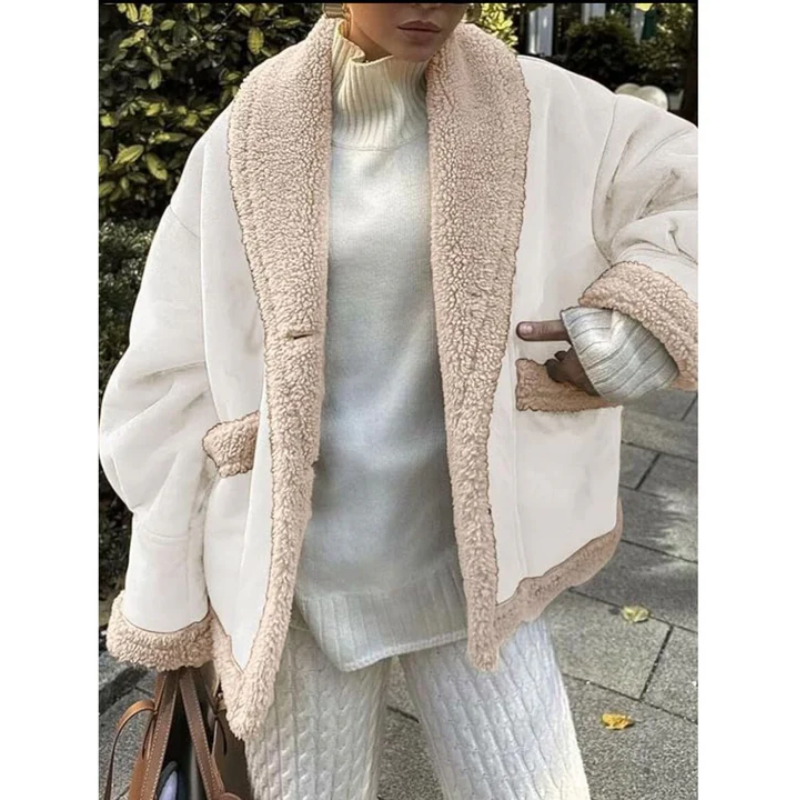 Street-wave Women's Winter Coat With Collar Warm Cozy Shearling Lined Durable Everyday Style