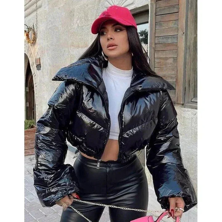 Street-Wave Women Modern Puffer Jacket Cropped Winter Coat With Warmth And Style