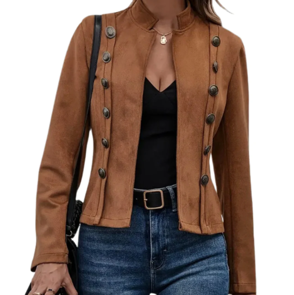 Street-wave Womens Coat With Double Button Closure For Elegant Warmth And Durability