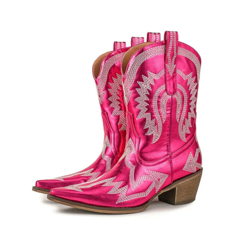 Street-Wave Leather Western Cowboy Boots For Women Classic Style With All Day Comfort And Durability