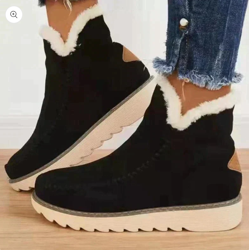 Street-Wave Leather Boots With Warm Fleece Lining for Women, Stylish, Comfortable Suede Footwear
