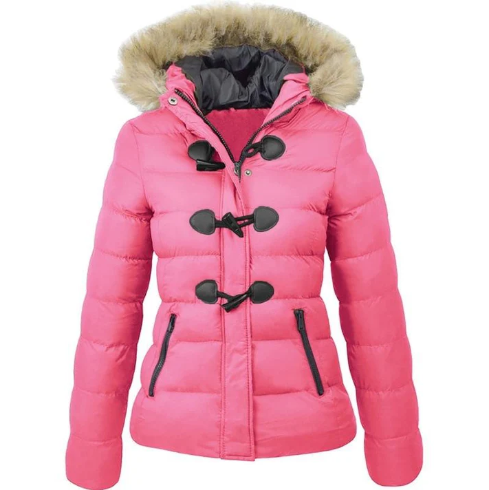 Street-wave Womens Retro Puffer Jacket With Faux Fur Trim Hood - Warm Quilted Coat