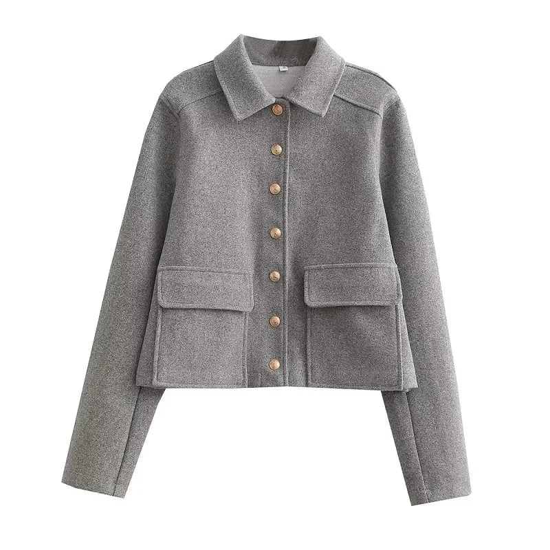 Street Wave Isabel Womens Chic Button Front Cropped Jacket