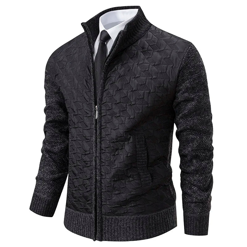 Street-Wave Padded Knit Jacket For Men Warm Front Quilted Design Modern Everyday Essential Versatile