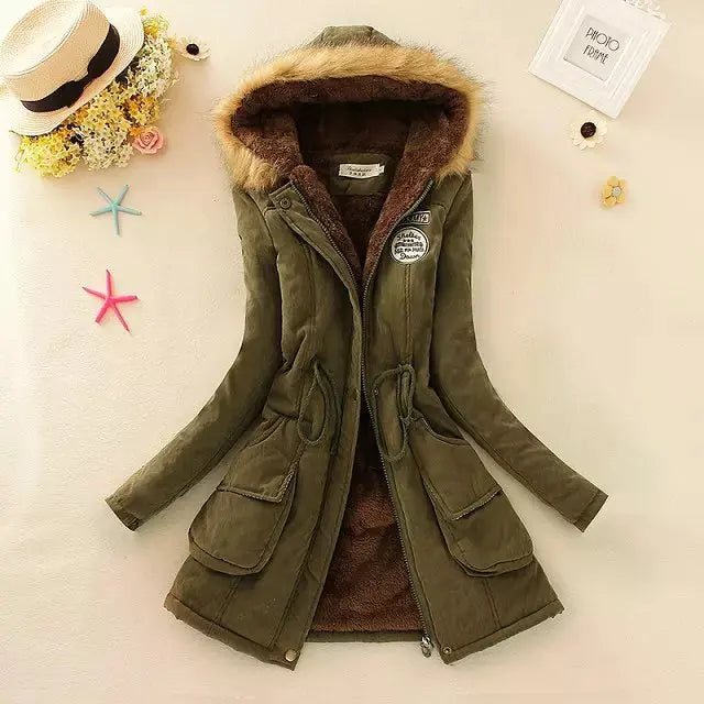 Streetwave Padded Cotton Jacket Women Slim Fit Fur Hood Warm Yet Elegant For Autumn Winter