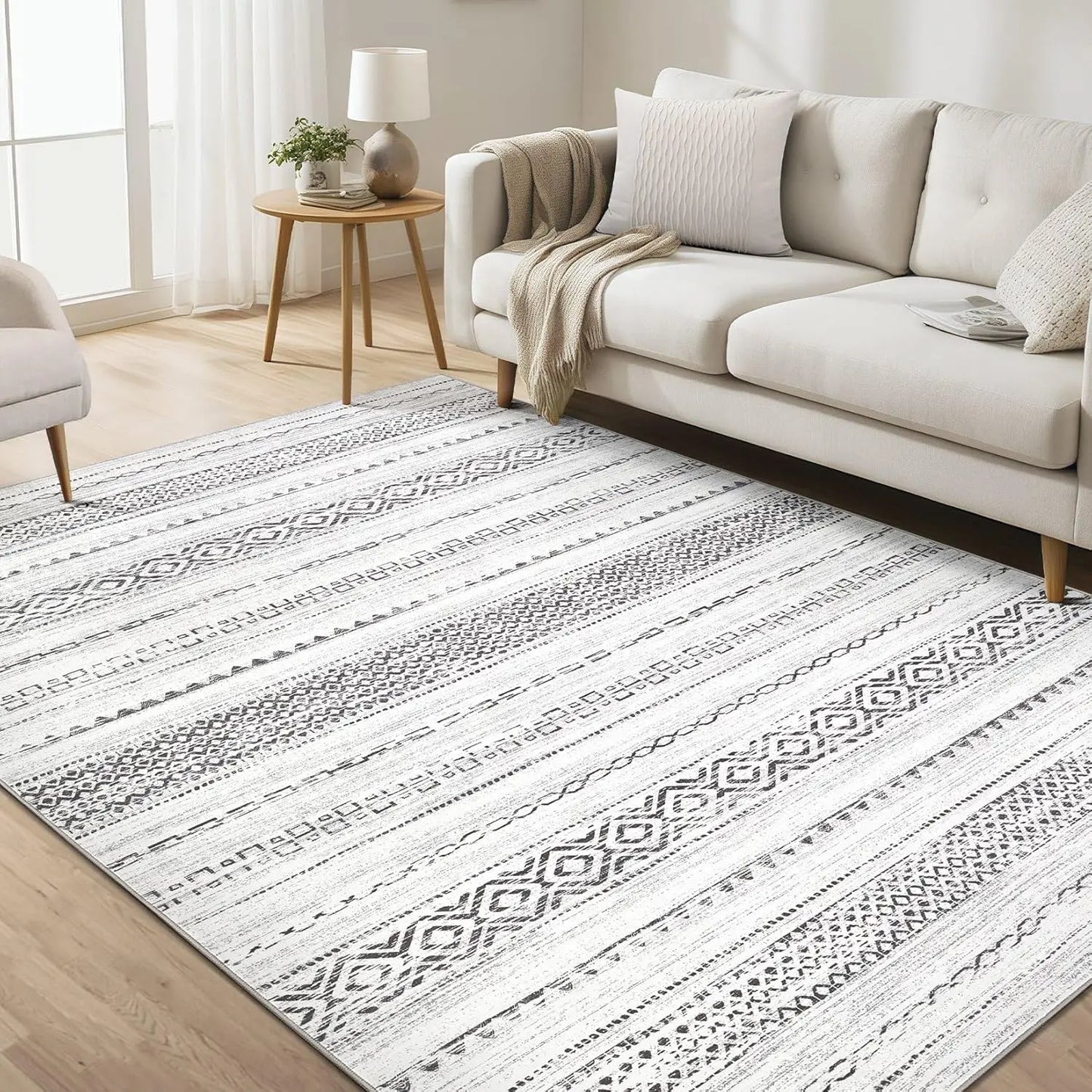 Eprolo Washable Boho Farmhouse Moroccan Geometric Indoor Carpet For Bedrooms