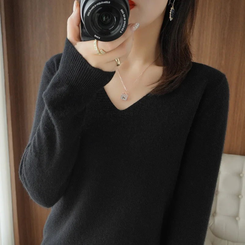 Streetwave V Neck Pullover For Women Cozy Knit Sweater Lightweight Warmth For Everyday Layering