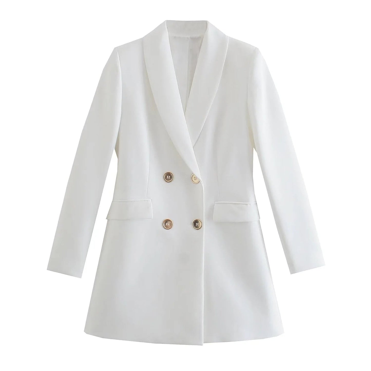 Street Wave Green Double Breasted Blazer For Women With Gold Buttons Elegant Tailored Suit Jacket