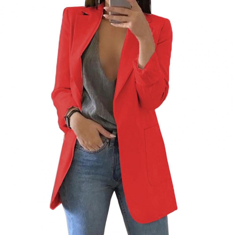 Street-wave Women Blazer Longline Open-Front Tailored Fit Chic Office Outerwear for Fall Formal Events