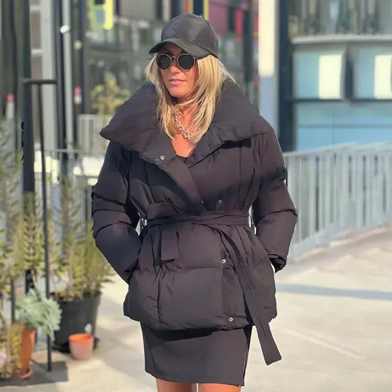 Street-wave Quilted Winter Coat For Women Belted Silhouette Warmth And Style Chic