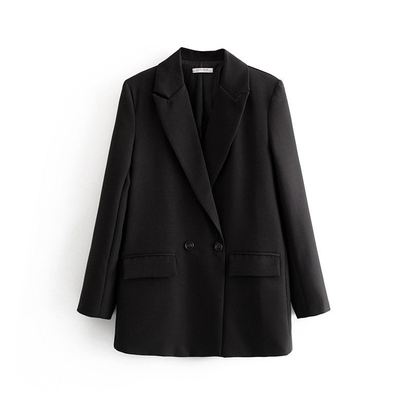 Street-Wave Vintage Blazer For Women Blue Tailored Fit With Bold Color Statement And Versatility