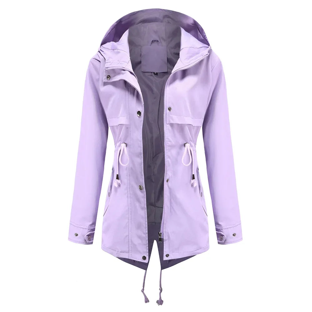 Street Wave Waterproof Hooded Overcoat For Women With All Weather Protection And Modern Style