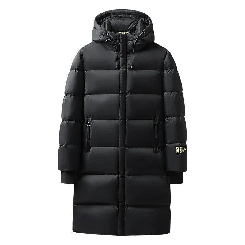 Street Wave Hooded Puffer Jacket Long Insulated Warmth For Everyday Unisex Wear Essentials