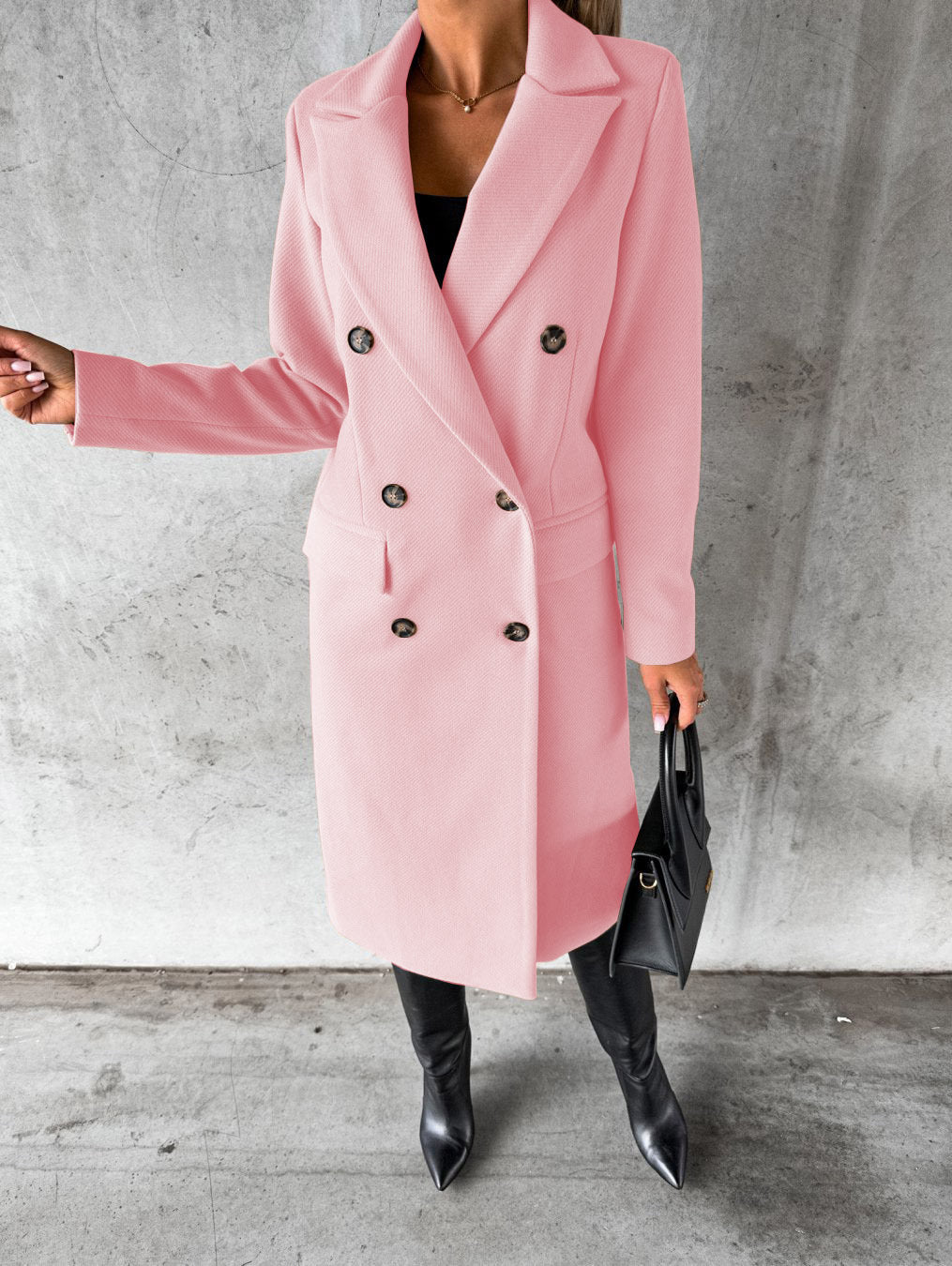 Street Wave Luxus Wool Coat For Women With Button Closure Elegant Long Winter Outerwear