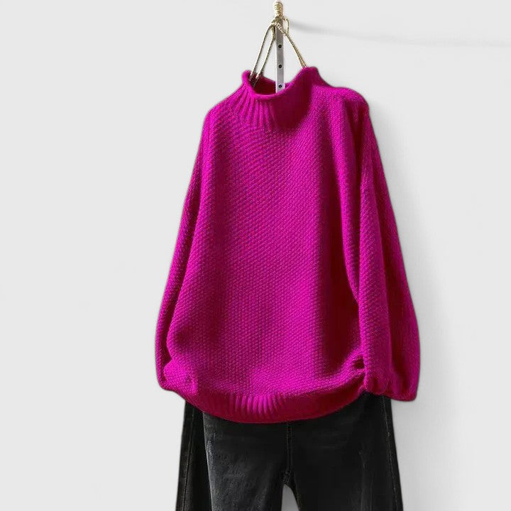 Women's Knit Sweater with Relaxed Fit and Soft Texture