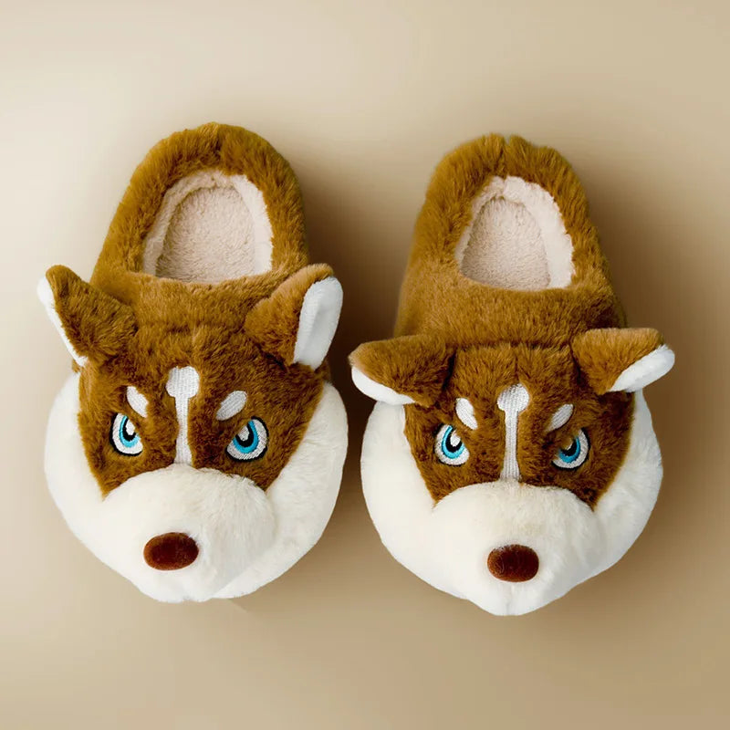 Street Wave Soft Plush Husky Slippers For Women Cozy Warm Home Comfort Indoor Wear