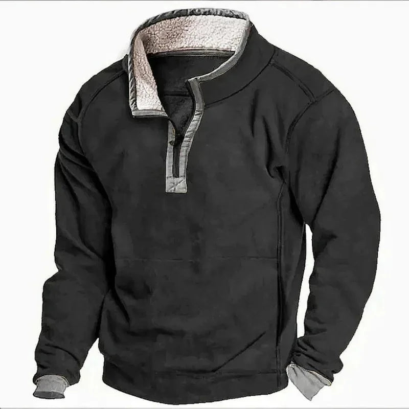Street-Wave Fleece-Lined Cardigan For Men Cozy Autumn Knit Warmth And Everyday Comfort