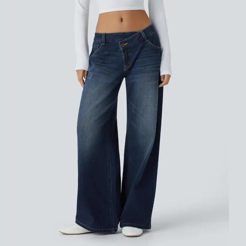 Street-Wave Serenity Baggy Wide-Leg Jeans Comfort Women