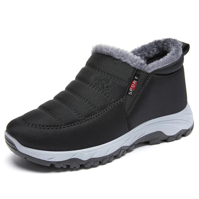 Street Wave Waterproof Winter Boots Slip On Ankle Boots With Faux Fur Lining For Women