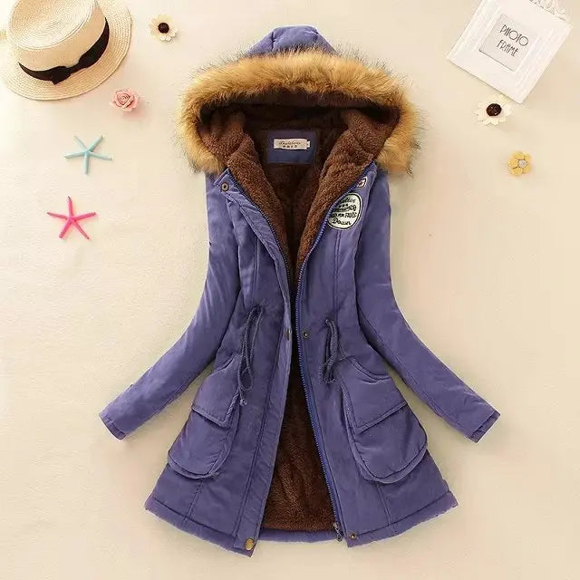 Street-wave Cozy Insulated Hooded Winter Coat For Women With Fur Trim Warm Puffer Jacket