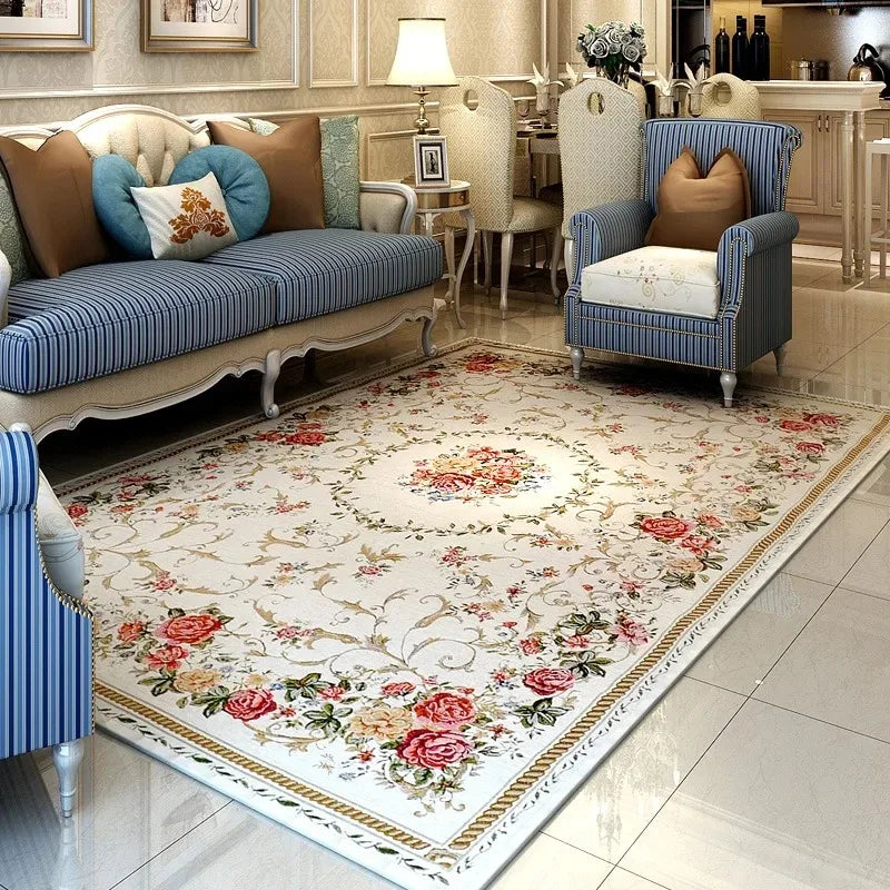 Retro Floral Area Rug Machine Washable Non Slip for Bedroom Decor Eprolo