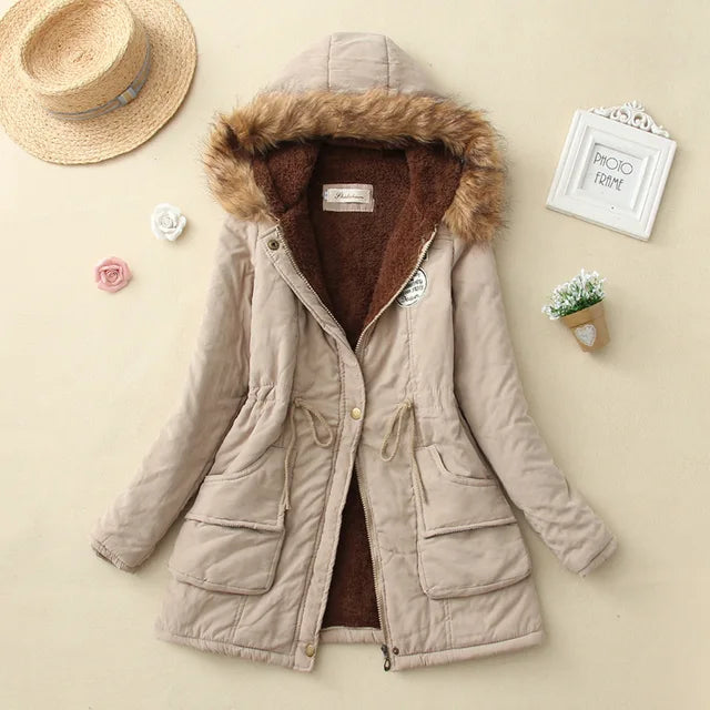 Street-wave Cozy Insulated Hooded Winter Coat For Women With Fur Trim Warm Puffer Jacket