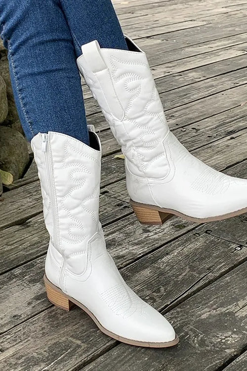 Street Wave Women's Retro Cowboy Boots With Embroidery And Orthopedic Comfort For All Occasions