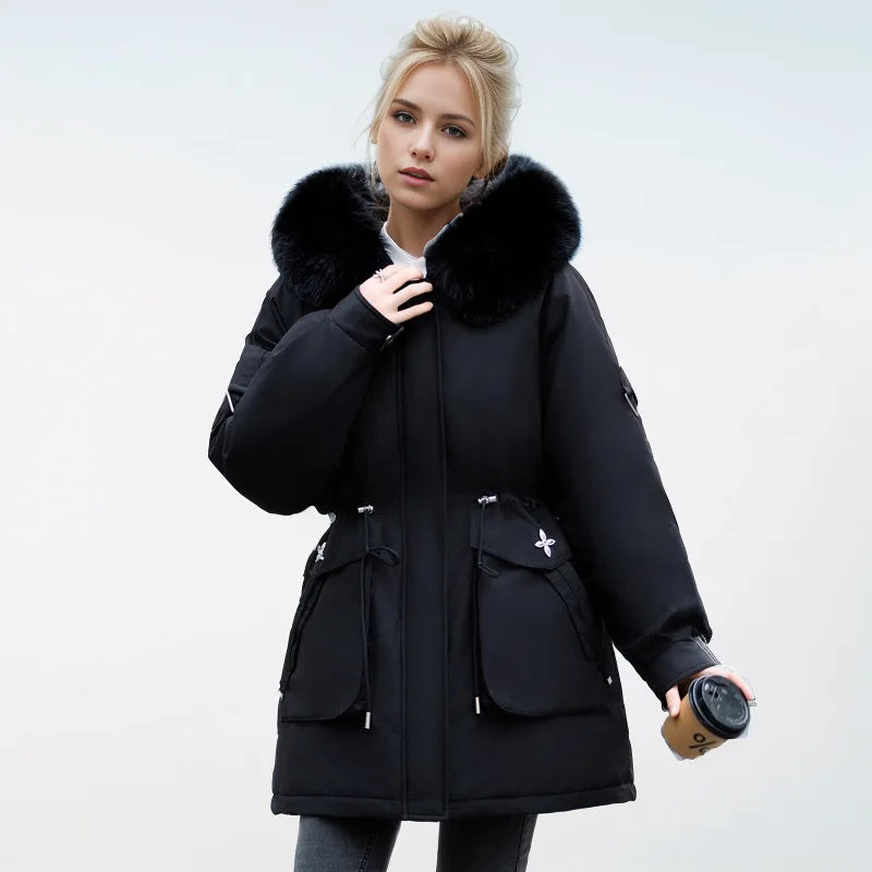 Street Wave Faux Fur Coat With Luxurious Fur Collar For Women Premium Warmth And Style