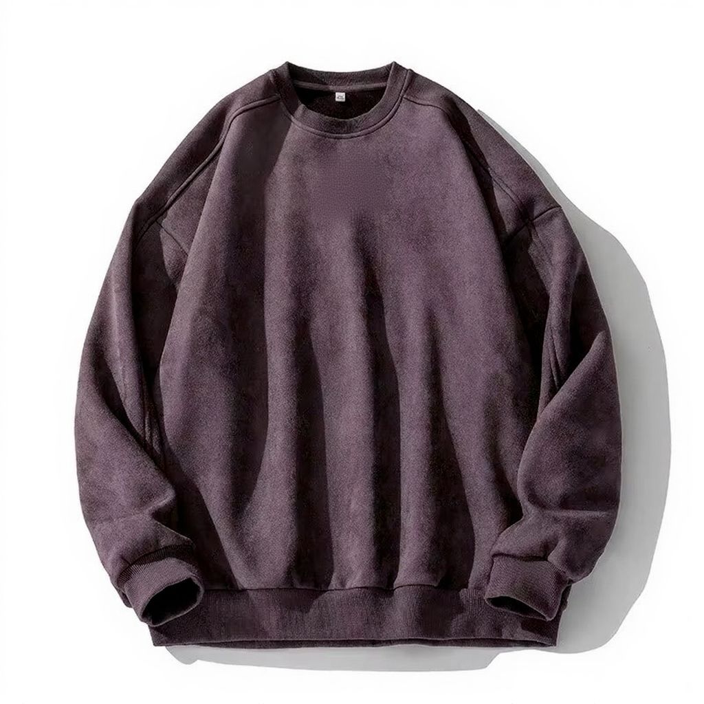Men's Suede Oversized Sweatshirt Pullover by Street-Wave for Fall and Winter Casual Comfort
