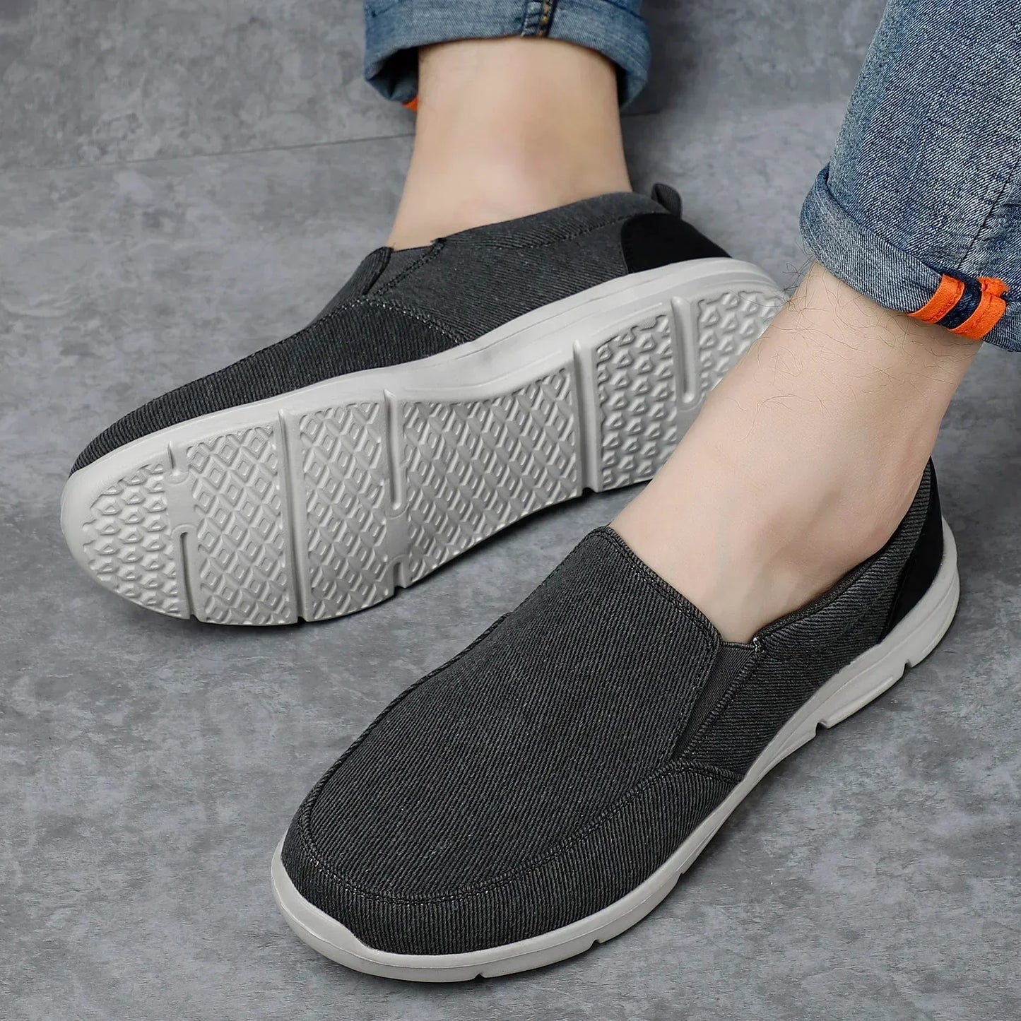 Street-Wave CoolStride Men's Summer Canvas Loafers Breathable Slip On Comfort For Everyday Outdoor Casual Wear