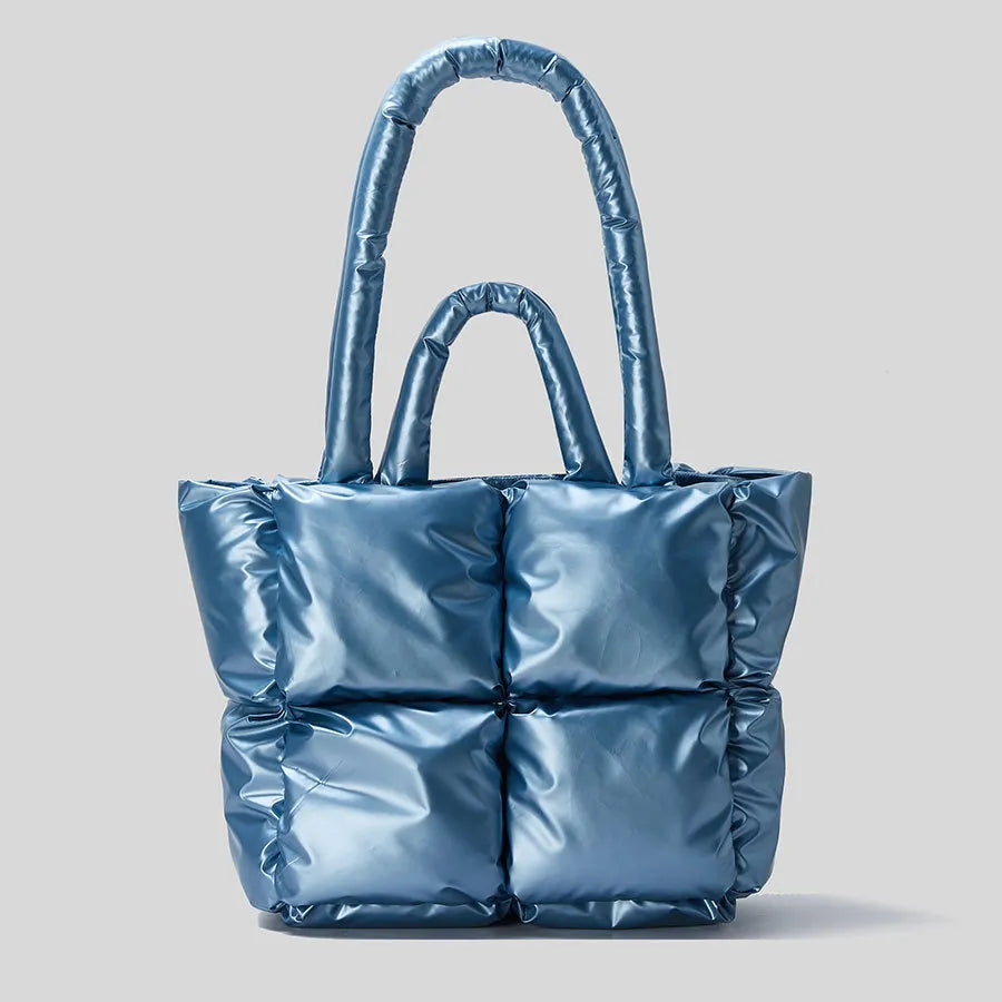 Street-Wave Avigail Quilted Puffer Tote - Chic Compact Mini Bag With Plush Puffer Texture