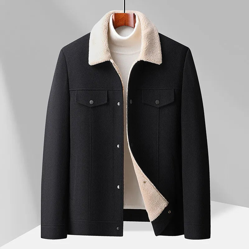 Street-Wave Mens Jacket With Structured Fabric For Elegant Warmth For Style Conscious Men