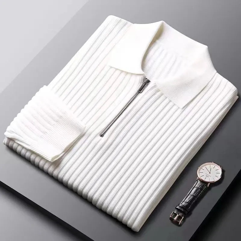 Ribbed Zip Neck Sweater For Men Street-Wave Comfort Fit