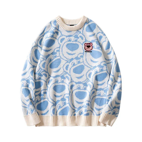 Streetwave Cozy Pink Bear Sweater For Women, Classic Comfort, Soft Knit, Flattering Fit