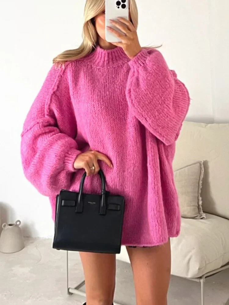 Street-wave Oversized Red Sweater For Women Cozy Chic Comfort And Effortless Style