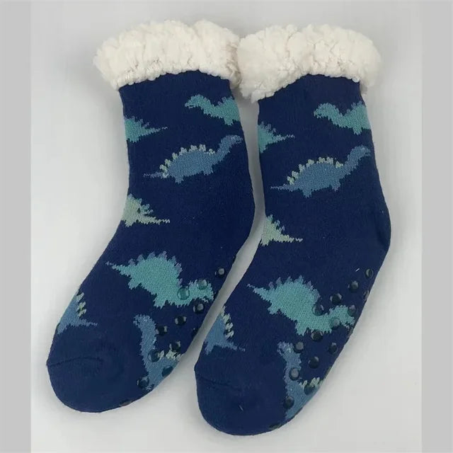 Street-wave Christmas Socks For Kids Warm Cozy Festive Santa Design With Plush Cuff