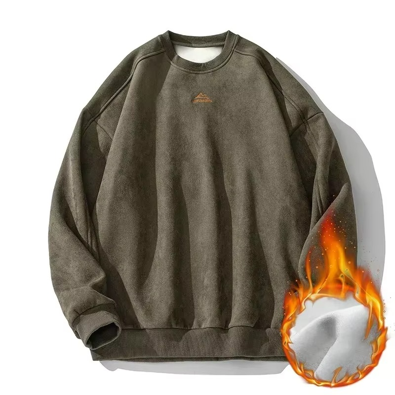 Men's Suede Oversized Sweatshirt Pullover by Street-Wave for Fall and Winter Casual Comfort