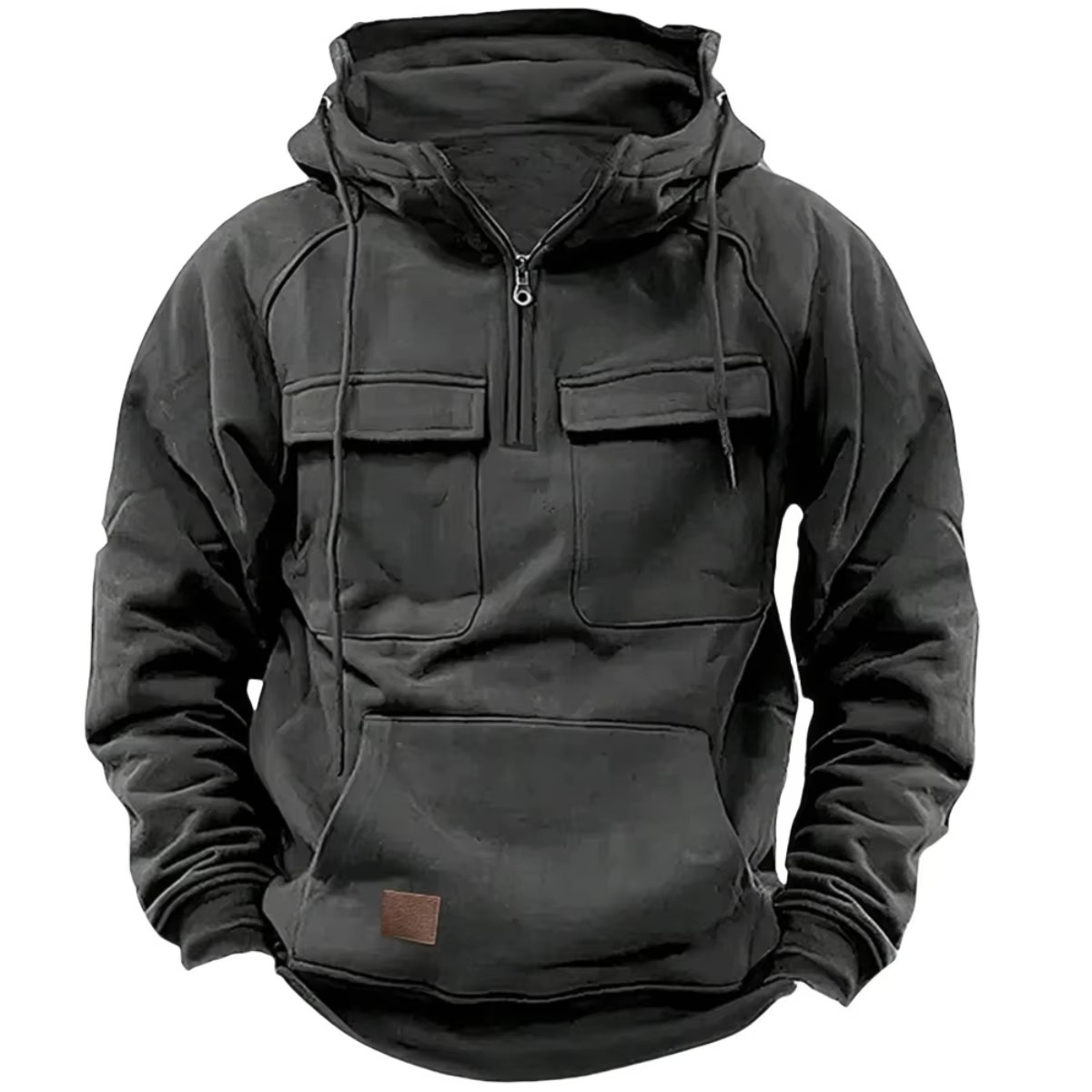 Street-Wave Men's Thick Hooded Sweatshirt With Multiple Pockets For Outdoor Warmth And Everyday Wear