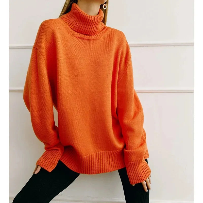 Street Wave Unisex Turtleneck Sweater Oversized Cozy Warmth