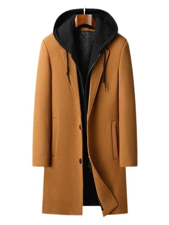 Street-wave Mens Coat With Removable Hood All-Weather Urban Style Versatile Outerwear