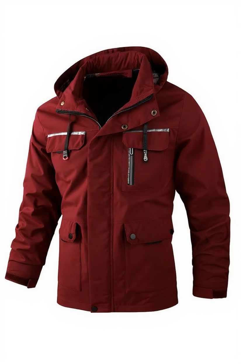 Street-Wave Men's Waterproof Soft Shell Hooded Windbreaker Jacket With Warm Fleece Lining