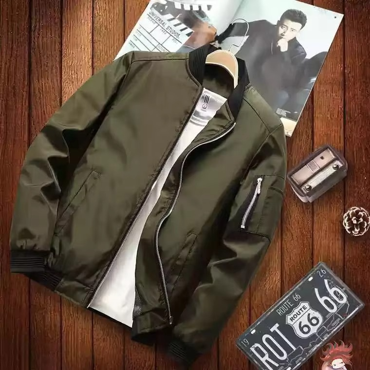 Men's Lightweight Bomber Jacket Windbreaker With Zip Up Front Pockets Casual Everyday Wear