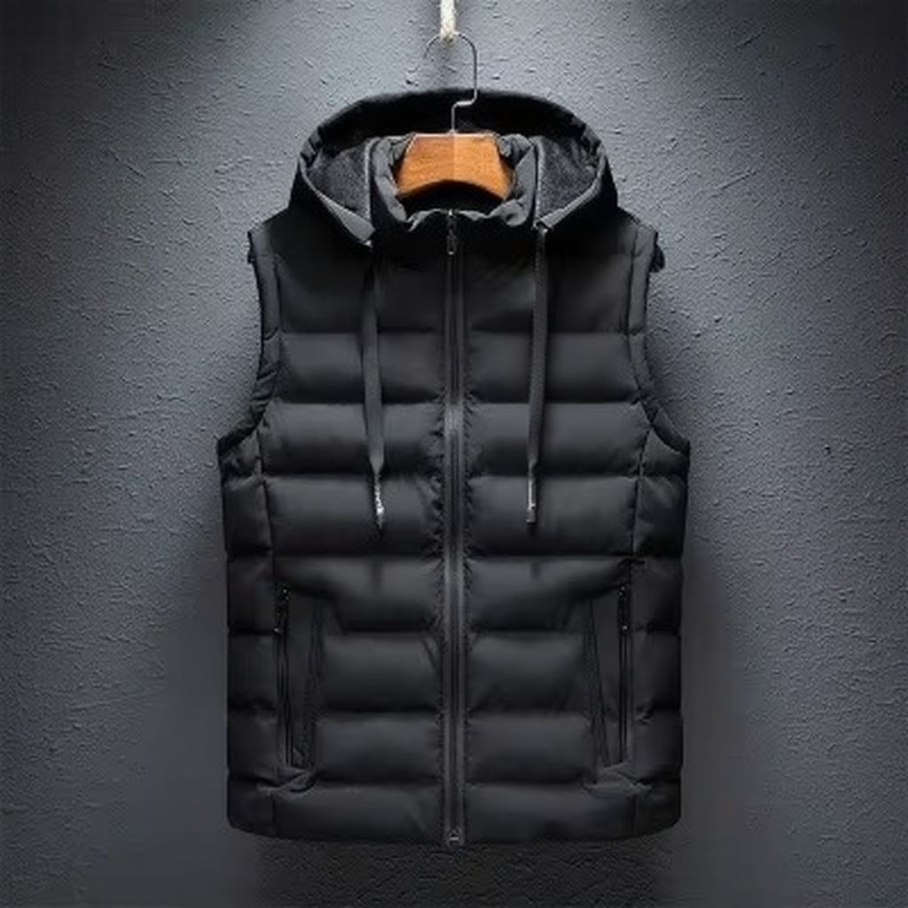 Street-Wave Men's Hooded Sleeveless Cotton Padded Vest Casual Zipper Waistcoat Plus Size Up To 6XL