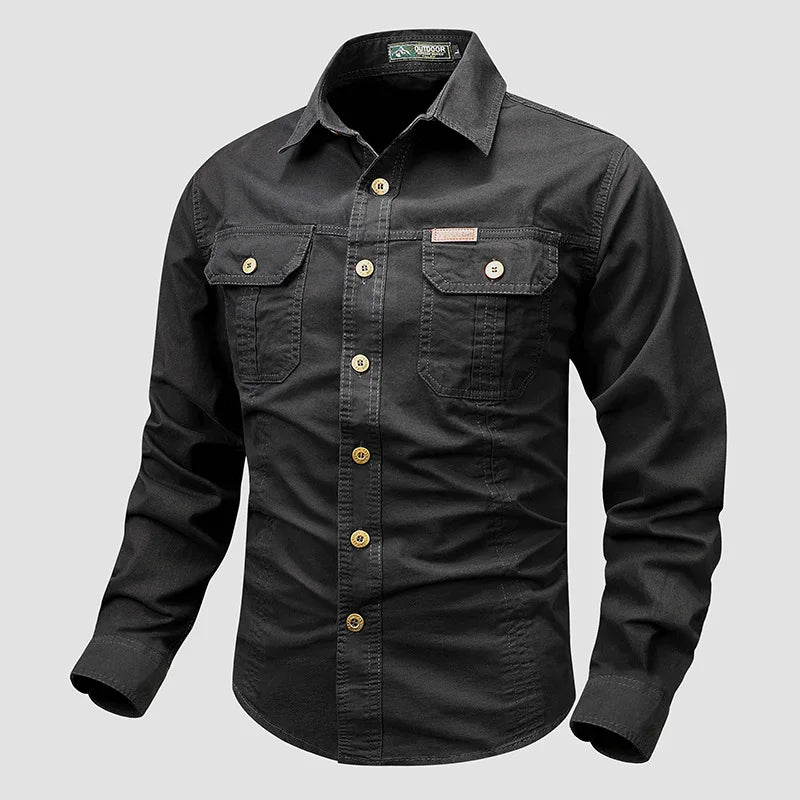 Street-Wave Gabriel Men's Outdoor Utility Shirt With Durable Fabric And Pockets