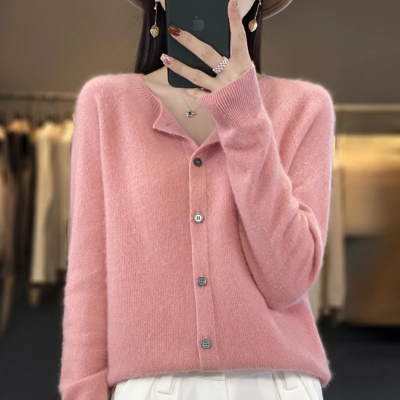 Women's Buttoned Cardigan with Classic Design and Versatile Style