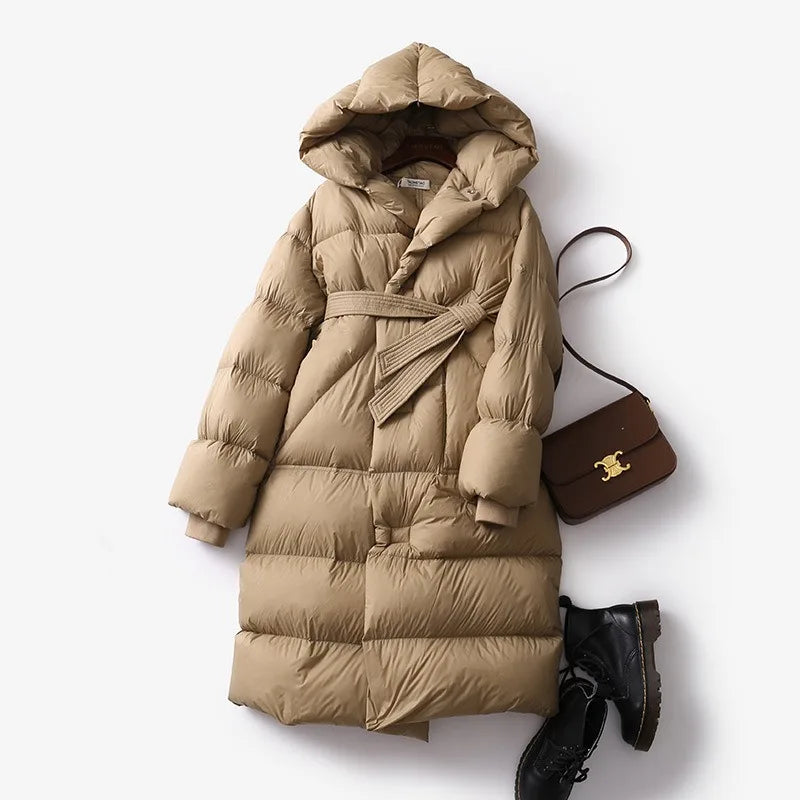 Street-Wave Women's Hooded Long Puffer Coat For Winter Warmth And Cozy Comfort For Everyday Outdoors
