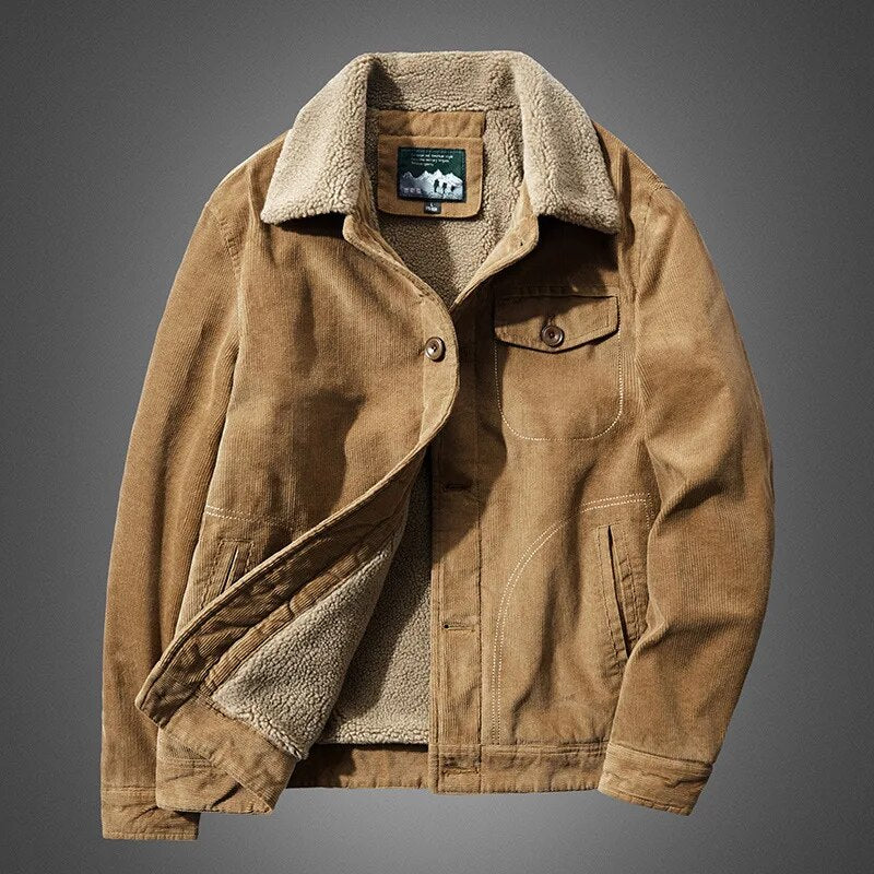 Street-Wave Comfort Jacket With Sherpa Lining Corduroy Winter Coat For Cold Weather Unisex Cozy