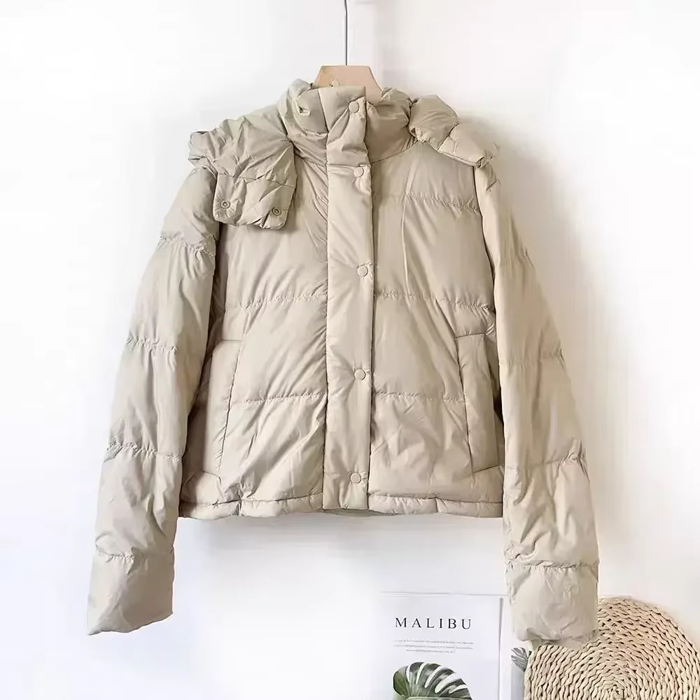 Women's Winter Down Jacket with Detachable Hood, Thickened Puff Coat